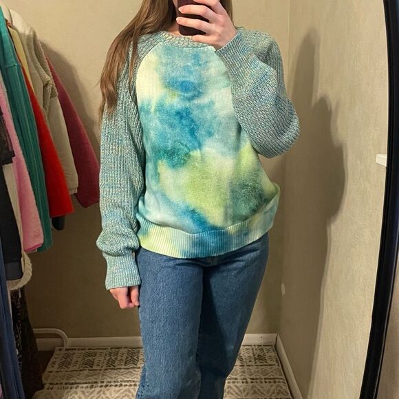 Anthropologie Tie Dye Watercolor Crew Neck Sweater L - Picture 1 of 7